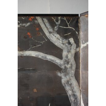 白鹿図 時代銀屏風　Z989 