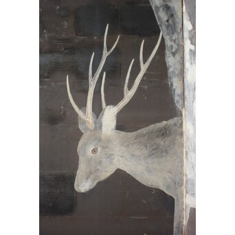 白鹿図 時代銀屏風　Z989 