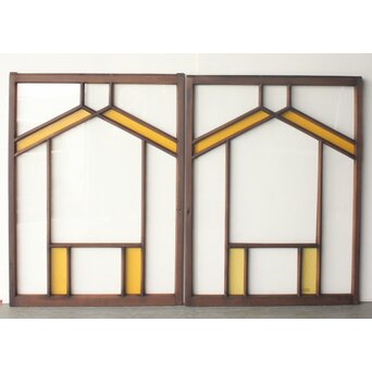 フランクロイド風 洋風色ガラス戸 2枚1組　GD0371