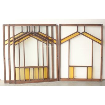 フランクロイド風 洋風色ガラス戸 4枚1組　GD0372