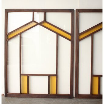 フランクロイド風 洋風色ガラス戸 4枚1組　GD0372 