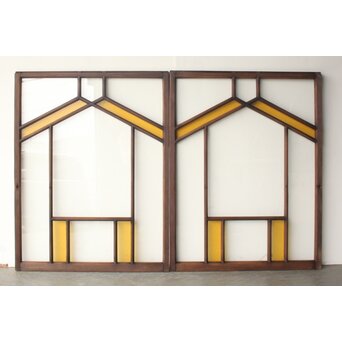 フランクロイド風 洋風色ガラス戸 4枚1組　GD0372 