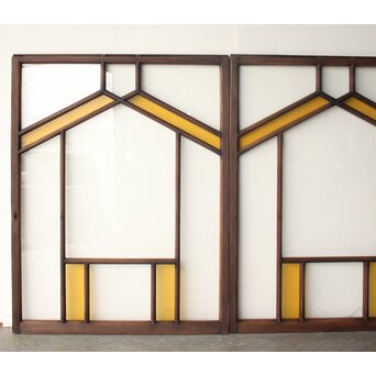 フランクロイド風 洋風色ガラス戸 4枚1組　GD0372 