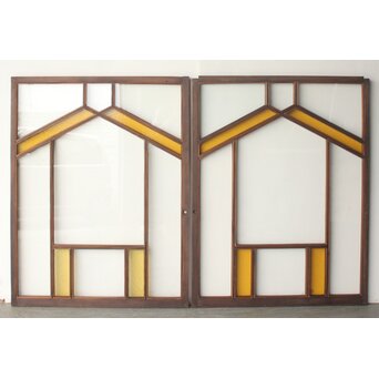 フランクロイド風 洋風色ガラス戸 4枚1組　GD0372 