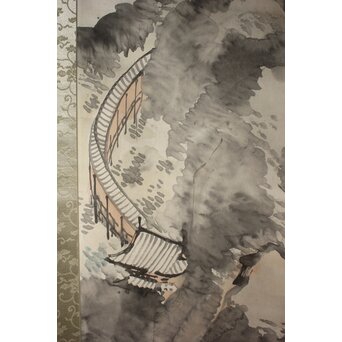 蓑虫山人 磐台寺 阿伏兎観音 紙本掛軸　Z996 