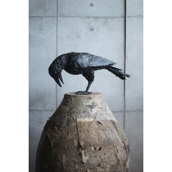 川田清 鉄作家 カラスつがい　M498 