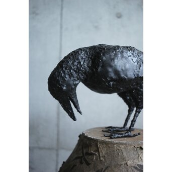 川田清 鉄作家 カラスつがい　M498 