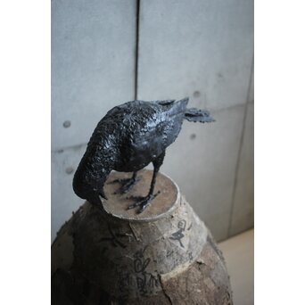 川田清 鉄作家 カラスつがい　M498 