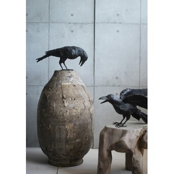 川田清 鉄作家 カラスつがい　M498 