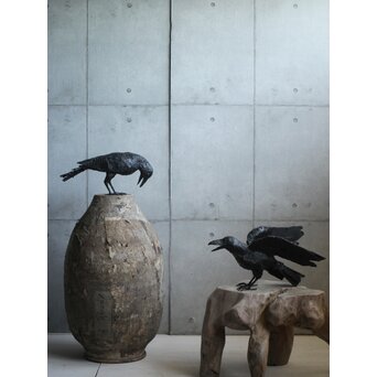 川田清 鉄作家 カラスつがい　M498 