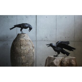 川田清 鉄作家 カラスつがい　M498 