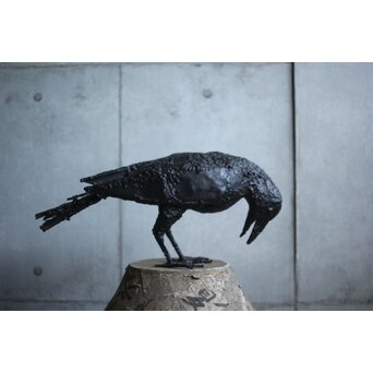 川田清 鉄作家 カラスつがい　M498 