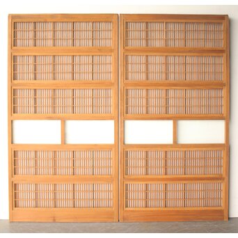 障子枠付 白木クリアガラス格子戸 4枚1組　L1225 AB　ウラ