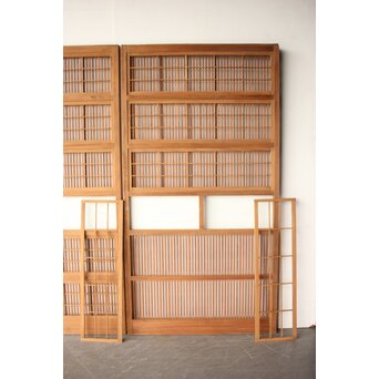 障子枠付 白木クリアガラス格子戸 4枚1組　L1225 