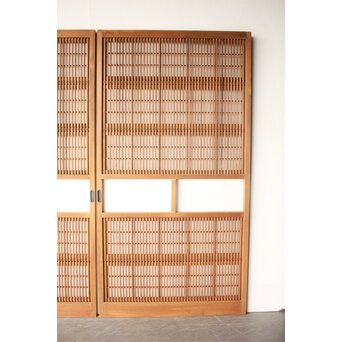 障子枠付 白木クリアガラス格子戸 4枚1組　L1225 