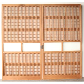 障子枠付 白木クリアガラス格子戸 4枚1組　L1225 AB　表