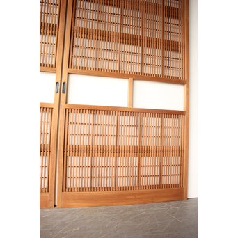 障子枠付 白木クリアガラス格子戸 4枚1組　L1225 