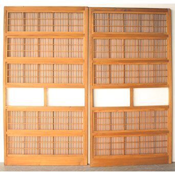 障子枠付 白木クリアガラス格子戸 4枚1組　L1225 CD　ウラ