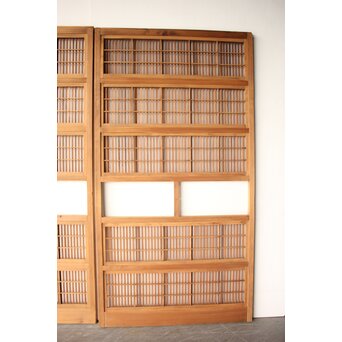 障子枠付 白木クリアガラス格子戸 4枚1組　L1225 