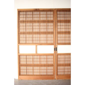 障子枠付 白木クリアガラス格子戸 4枚1組　L1225 