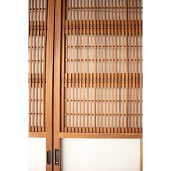 障子枠付 白木クリアガラス格子戸 4枚1組　L1225 