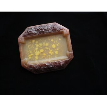 Almeric Walter ワルターガラス 薔薇文トレイ　Y074