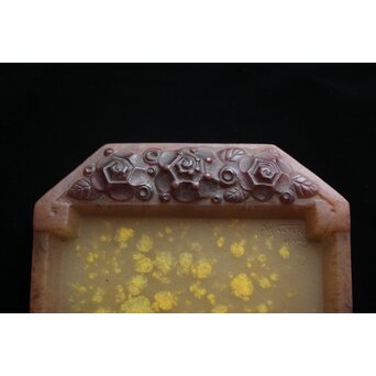 Almeric Walter ワルターガラス 薔薇文トレイ　Y074 