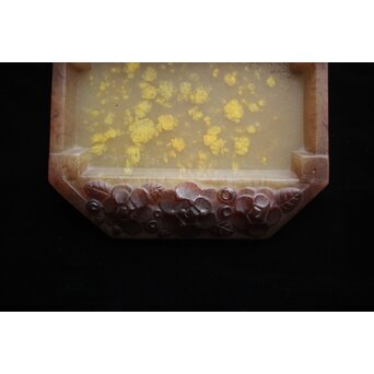 Almeric Walter ワルターガラス 薔薇文トレイ　Y074 