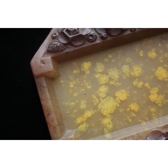 Almeric Walter ワルターガラス 薔薇文トレイ　Y074 