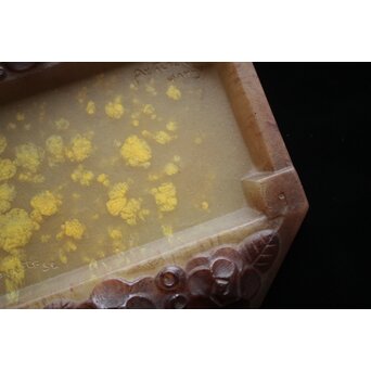 Almeric Walter ワルターガラス 薔薇文トレイ　Y074 