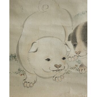 島高麿 子犬図 紙本掛軸　Z1003 