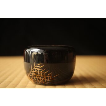 嵯峨蒔絵意匠 柳蒔絵 平棗　Q419 