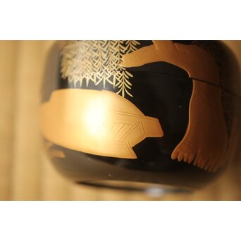 嵯峨蒔絵意匠 柳蒔絵 平棗　Q419 