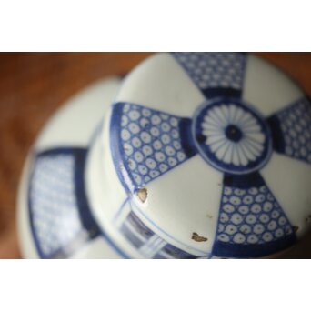 古伊万里 染付市松文茶壷　P666 