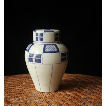 古伊万里 染付市松文茶壷　P666 