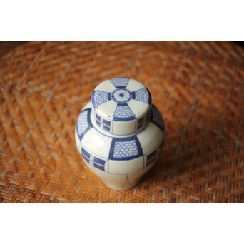 古伊万里 染付市松文茶壷　P666 