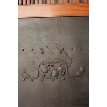 鉄板 巾着金具 総欅格子蔵戸　W0288 