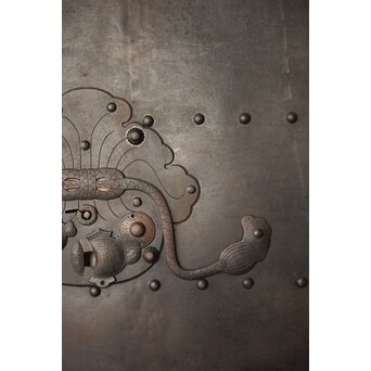 鉄板 巾着金具 総欅格子蔵戸　W0288 