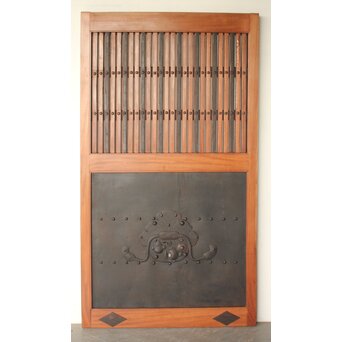 鉄板 巾着金具 総欅格子蔵戸　W0288