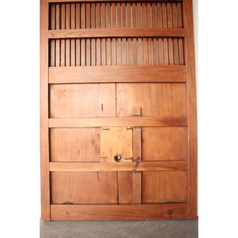 鉄板 巾着金具 総欅格子蔵戸　W0288 