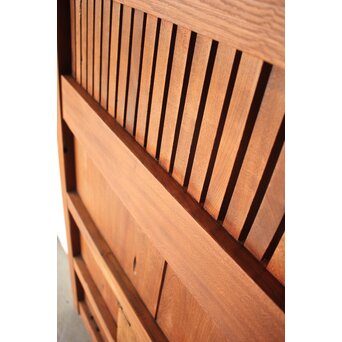 鉄板 巾着金具 総欅格子蔵戸　W0288 