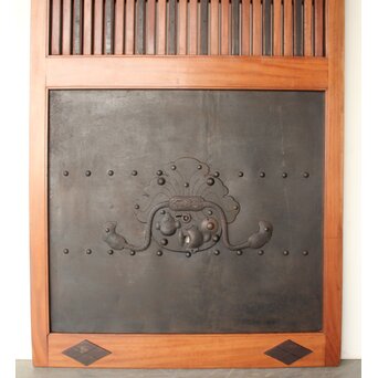 鉄板 巾着金具 総欅格子蔵戸　W0288 