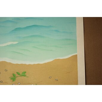 小野竹喬 奥の細道句抄絵 木版画【浪の間や～】Z1011 