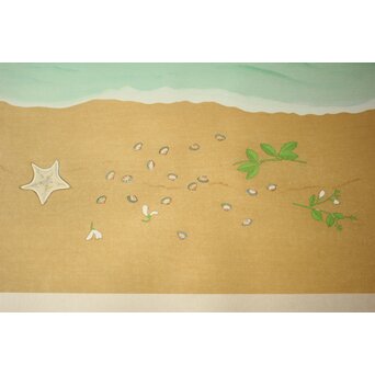 小野竹喬 奥の細道句抄絵 木版画【浪の間や～】Z1011 