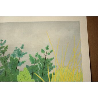 小野竹喬 奥の細道句抄絵 木版画【笠島は～】Z1012 