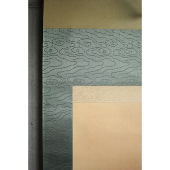 松豊作 山菊鶉之絵 絹本掛軸　Z1017 