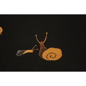 蝸牛蒔絵 盆 2枚1組　Q420 