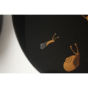 蝸牛蒔絵 盆 2枚1組　Q420 