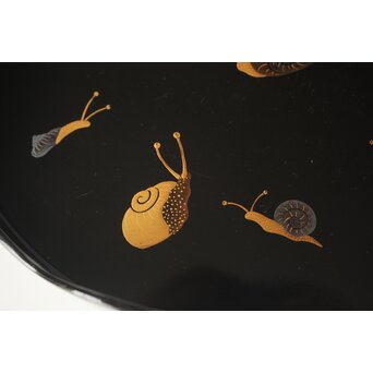 蝸牛蒔絵 盆 2枚1組　Q420 