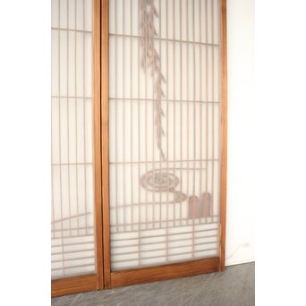 小野道風 柳と蛙 3枚1組 書院欄間　R0573 